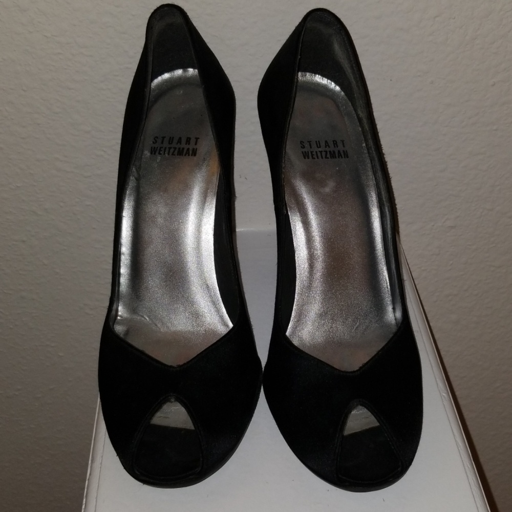 Stuart Weitzman Black Peep Toe Heels